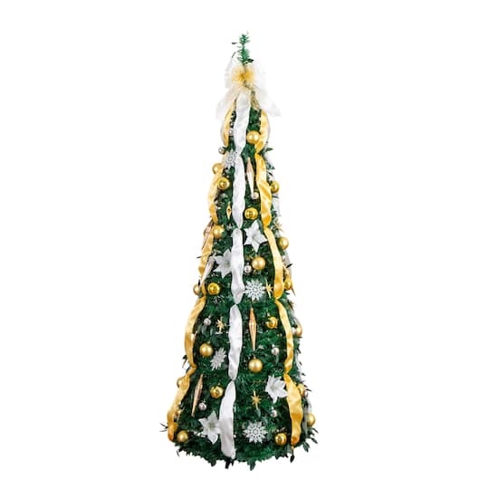 6Ft Pre-Lit Pop up Pre-decorated Artificial Christmas Tree, Warm White LED Lights By Nearly Natural in Green | 6 ft | Michaels®